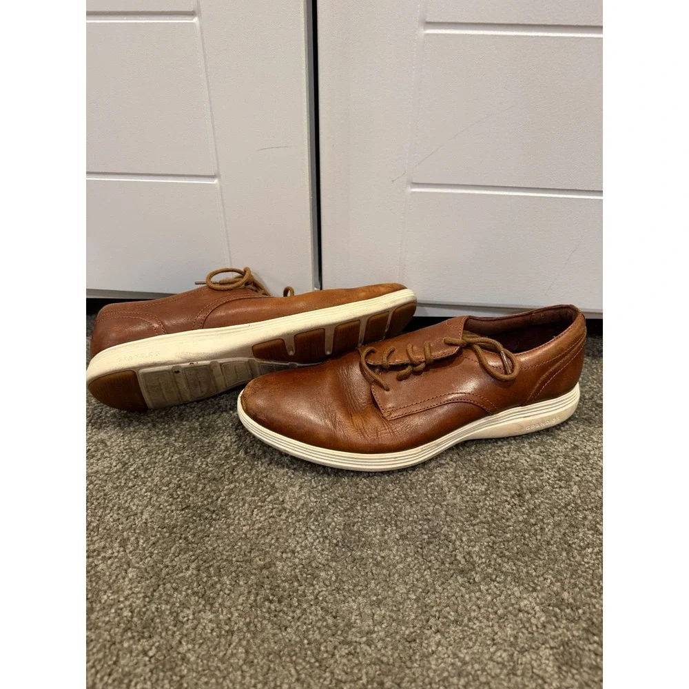 Cole Haan Grand Tour Plain Oxford Shoes Mens 9M Brown Leather Lace Up C29412